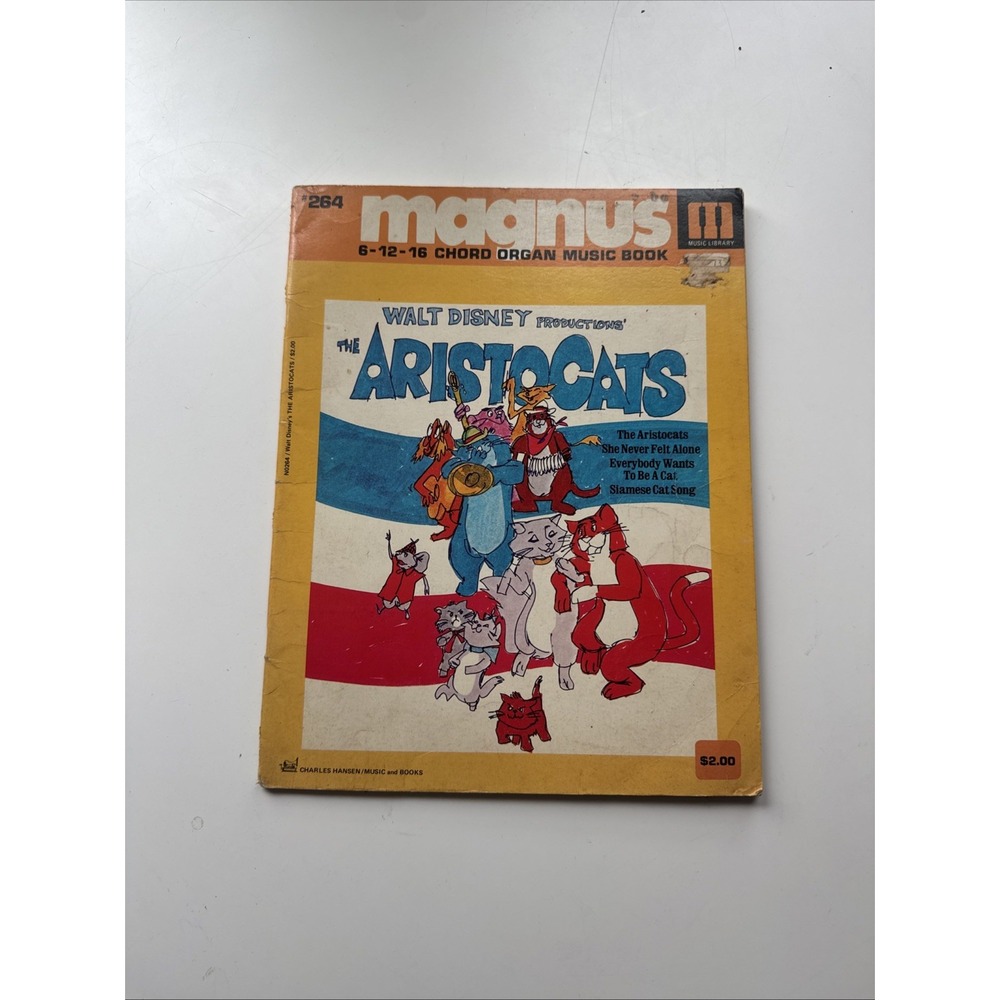 1970s Magnus Walt Disney The Aristocats Songbook Organ Music Book #264 Cover Art